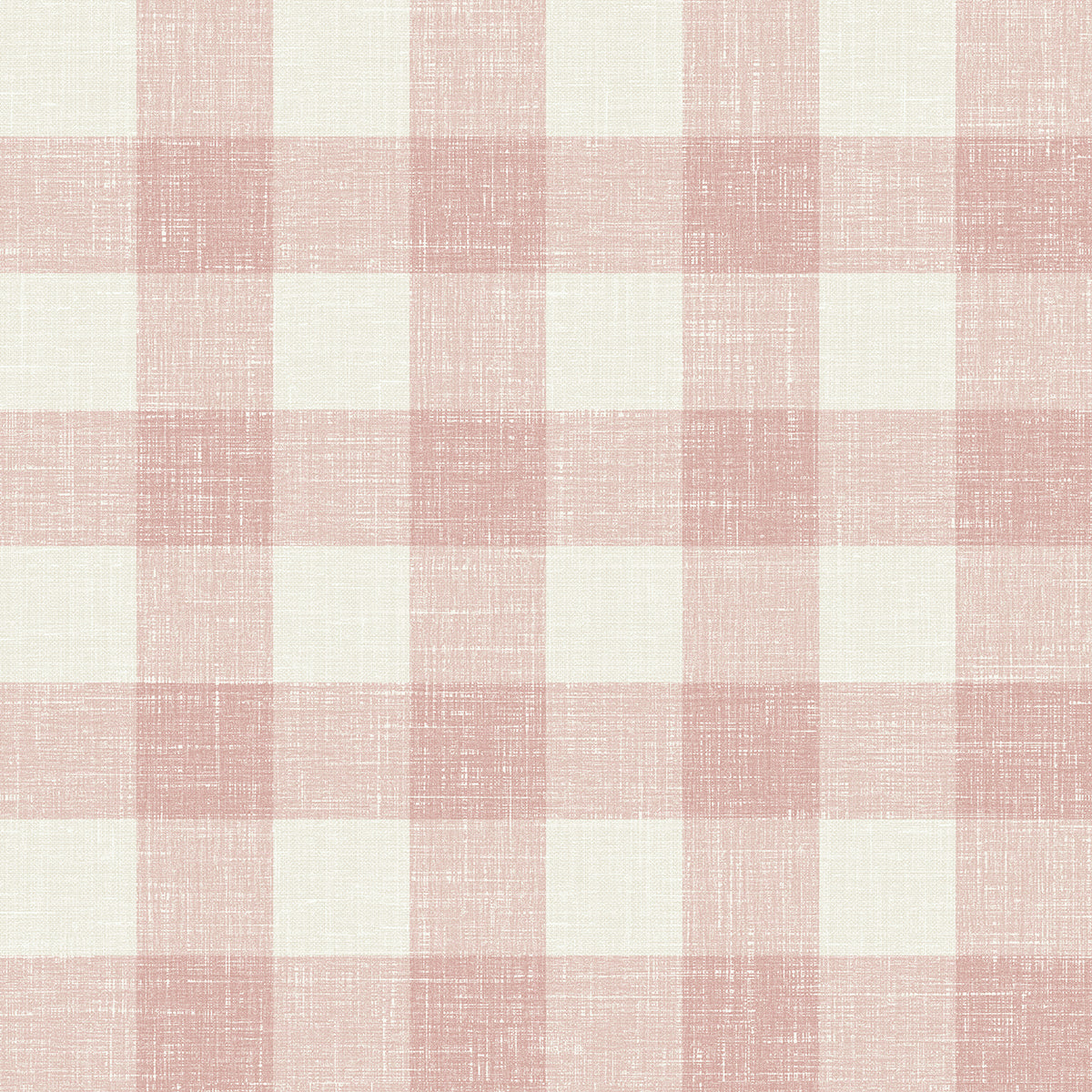 Bebe Gingham wallpaper in Rustic Rouge pink and off-white check pattern