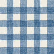 Blue and off-white gingham plaid wallpaper with a woven-linen texture look.