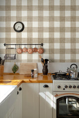 Bebe Gingham Driftwood by French Country Gingham Wallpaper – Seabrook Designs FC62306
