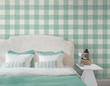 Bebe Gingham Minty Meadow by French Country Gingham Plaid Wallpaper – Seabrook Designs FC62314