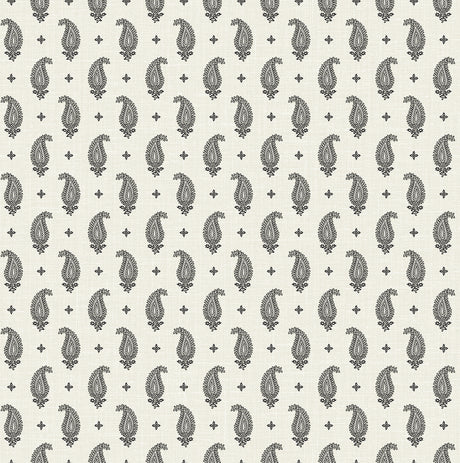 Maia Paisley wallpaper in Poppy Seed colorway (pattern close-up)