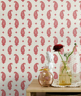 Maia Paisley Antique Ruby by French Country Botanical Paisley Wallpaper – Seabrook Designs FC62401