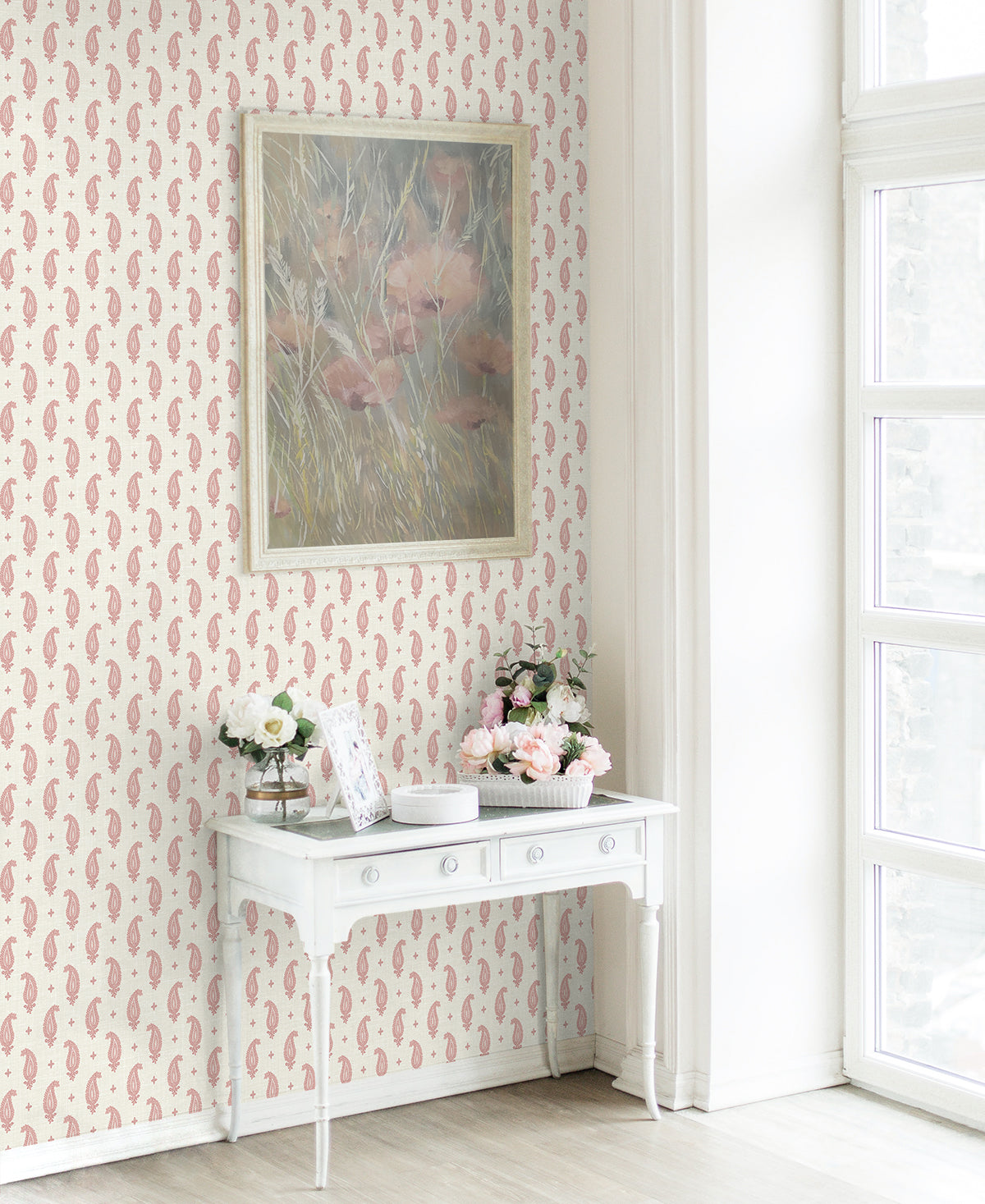 Maia Paisley Rustic Rouge by French Country Botanical Paisley Wallpaper – Seabrook Designs FC62411