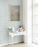Maia Paisley French Blue by French Country Paisley Wallpaper – Seabrook Designs FC62412