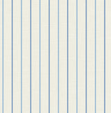 Andree Stripe wallpaper in French Blue & Denim Wash with narrow blue vertical stripes on an off-white linen-look ground