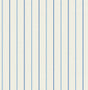 Andree Stripe wallpaper in French Blue & Denim Wash with narrow blue vertical stripes on an off-white linen-look ground