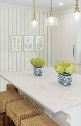 Andree Stripe French Blue & Pomme by French Country Stripe Wallpaper – Seabrook Designs FC62512