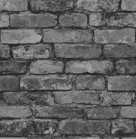 Davis Charcoal Rustic Brick Wallpaper by Fine Decor