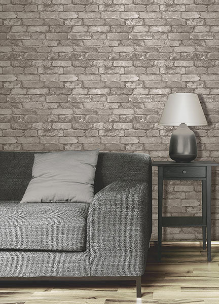 Davis Light Grey by Fine Decor Rustic Brick Wallpaper – Brewster FD31286