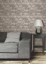 Davis Light Grey by Fine Decor Rustic Brick Wallpaper – Brewster FD31286