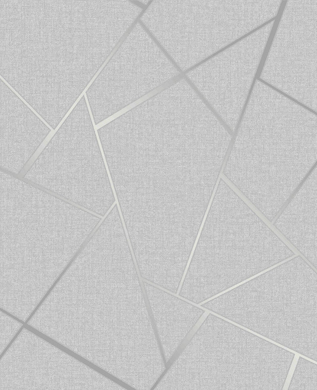 Quartz Silver Fractal Glam Geometric Wallpaper - Fine Decor FD42280