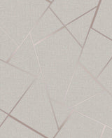 Quartz Rose Gold Fractal Wallpaper with Metallic Geometric Glam - Fine Decor FD42282