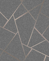 Quartz Copper Fractal Wallpaper with Glam Abstract Geometric Pattern - Fine Decor FD42283
