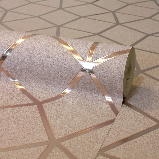 Stella Blush Geo Trellis Wallpaper
