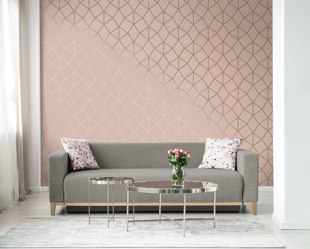 Stella Blush Geo Trellis Wallpaper