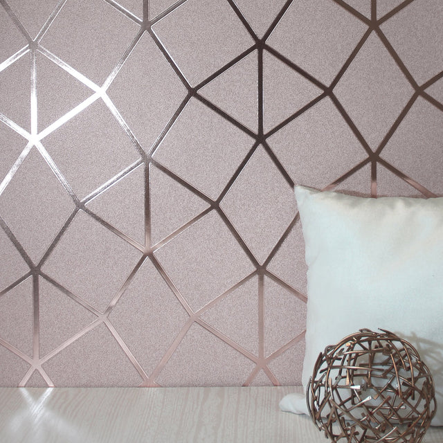 Stella Blush Geo Trellis Wallpaper