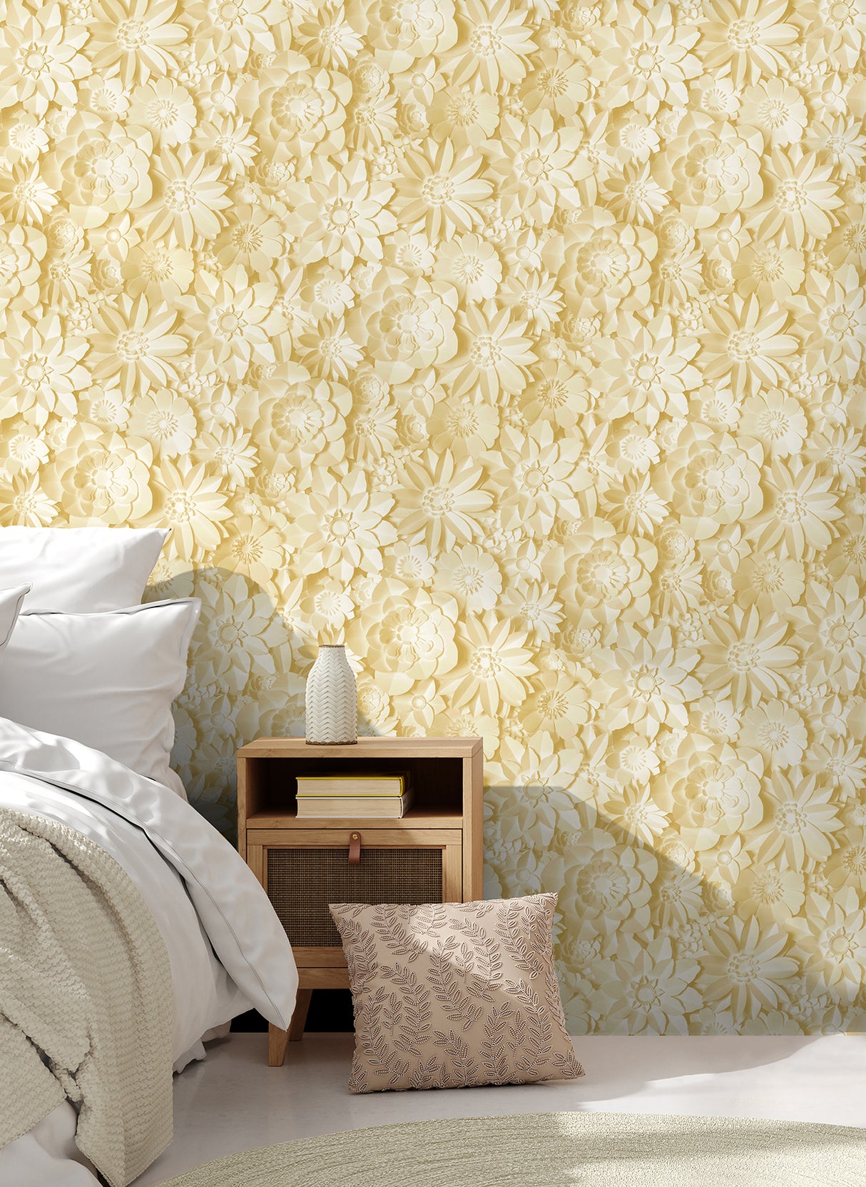 Dacre Yellow by Fine Decor Floral Wallpaper – Brewster Home Fashions FD42597
