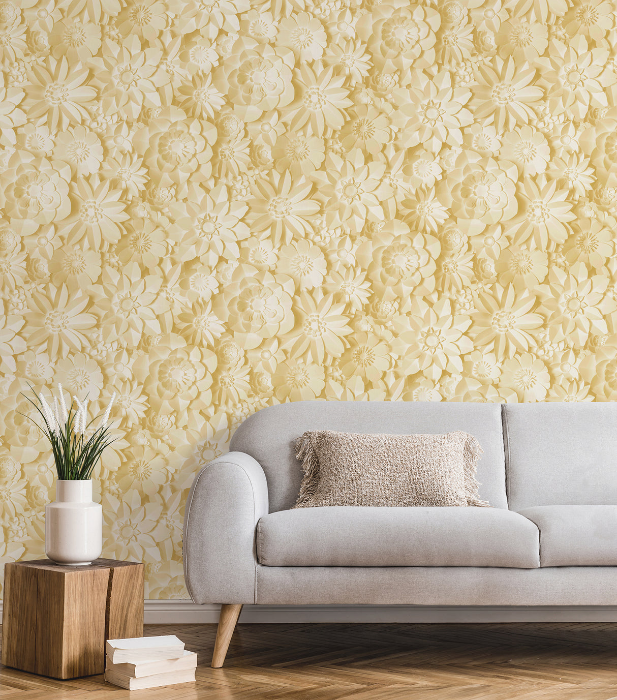 Dacre Yellow by Fine Decor Floral Wallpaper – Brewster Home Fashions FD42597