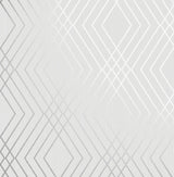 Shard Silver Trellis Wallpaper with Metallic Geometric Trellis - Fine Decor FD42603