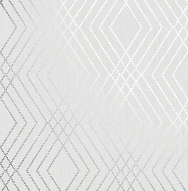 Shard Silver Trellis Wallpaper with Metallic Geometric Trellis - Fine Decor FD42603