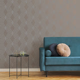 Shard Grey Trellis Wallpaper with Metallic Bronze Geometric Feature Wall Pattern - Fine Decor FD42604
