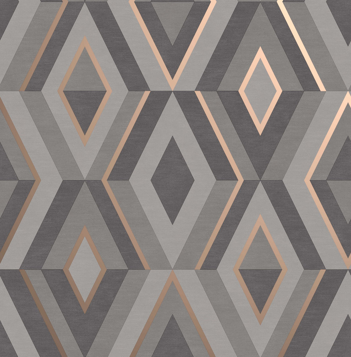 Shard Charcoal Geometric Wallpaper with Metallic Abstract Geometric Motif - Fine Decor FD42607