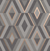 Shard Charcoal Geometric Wallpaper with Metallic Abstract Geometric Motif - Fine Decor FD42607