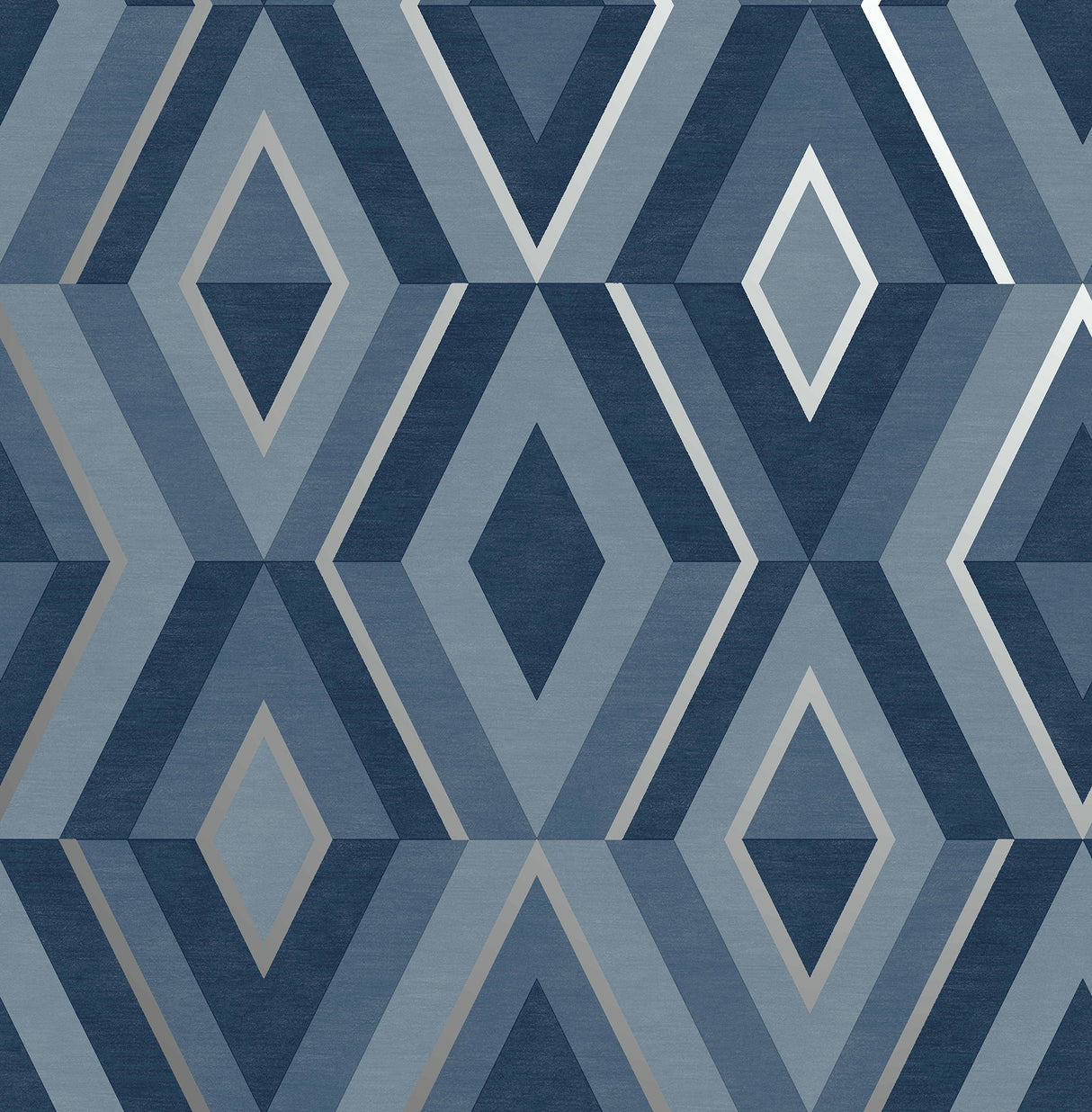 Shard Blue Geometric Wallpaper with Metallic Modern Abstract Geometrics - Fine Decor FD42608