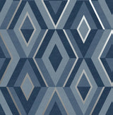 Shard Blue Geometric Wallpaper with Metallic Modern Abstract Geometrics - Fine Decor FD42608