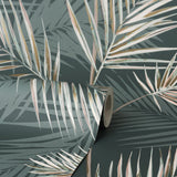South Beach Evergreen Fronds Wallpaper with Tropical Botanical Pattern - Fine Decor FD42679