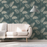 South Beach Evergreen Fronds Wallpaper with Tropical Botanical Pattern - Fine Decor FD42679
