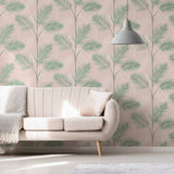 South Beach Blush Fronds Wallpaper with Tropical Botanical Palm Pattern - Fine Decor FD42680