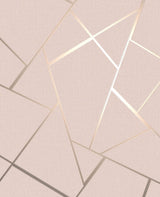 Quartz Blush Fractal Geometric Wallpaper with Metallic Glam Finish - Fine Decor FD42682
