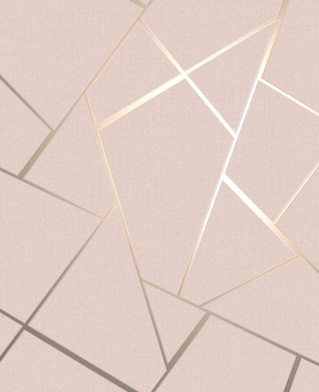 Quartz Blush Fractal Geometric Wallpaper with Metallic Glam Finish - Fine Decor FD42682