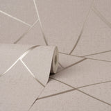 Quartz Blush Fractal Geometric Wallpaper with Metallic Glam Finish - Fine Decor FD42682