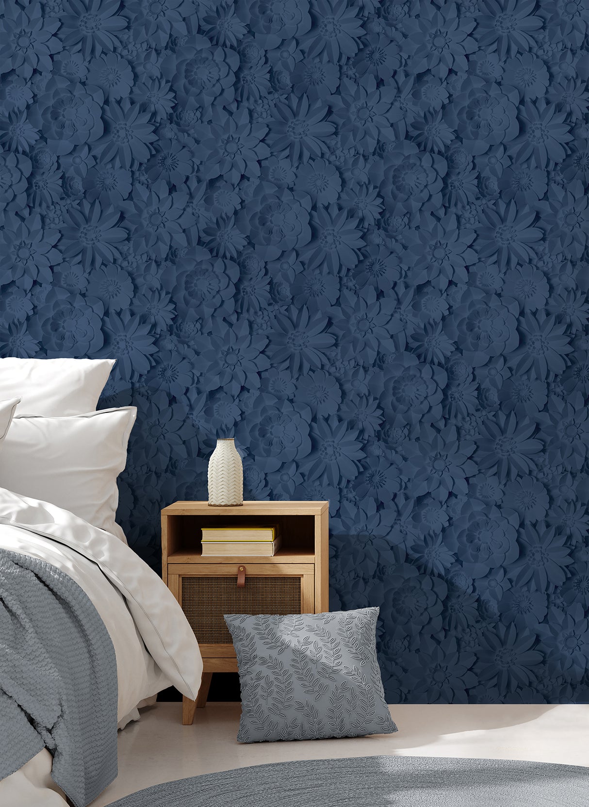 Dacre Dark Blue by Fine Decor Floral Wallpaper – Brewster FD42690