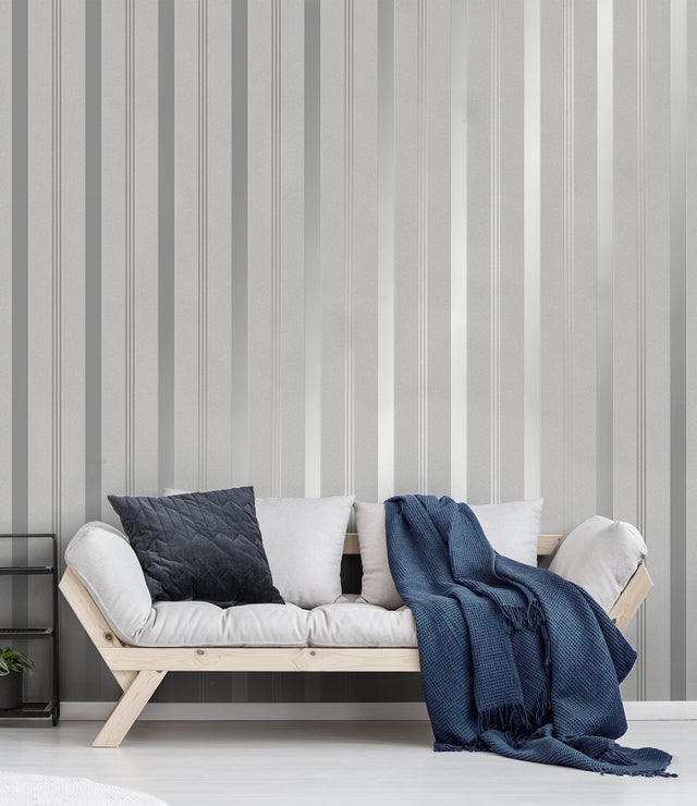 Collin Silver Bexley Stripe Wallpaper