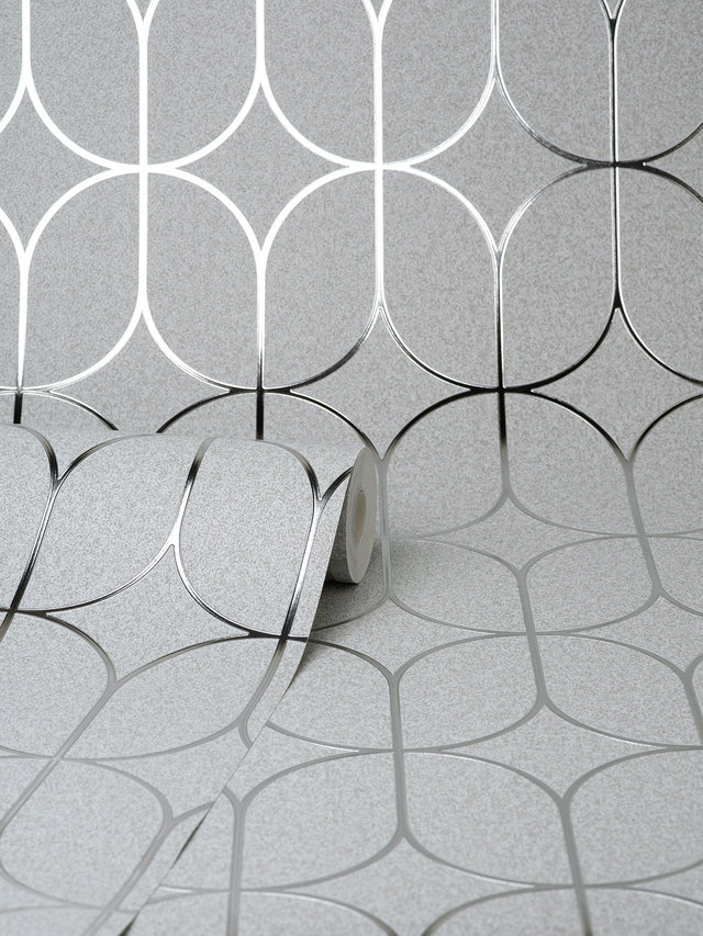 Raye Silver Rosco Trellis Wallpaper