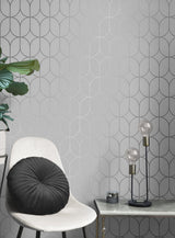 Raye Silver Rosco Trellis Wallpaper