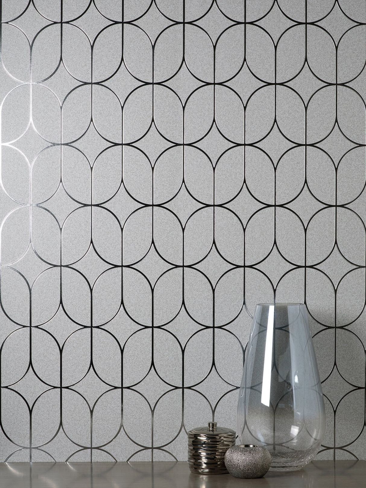 Raye Silver Rosco Trellis Wallpaper