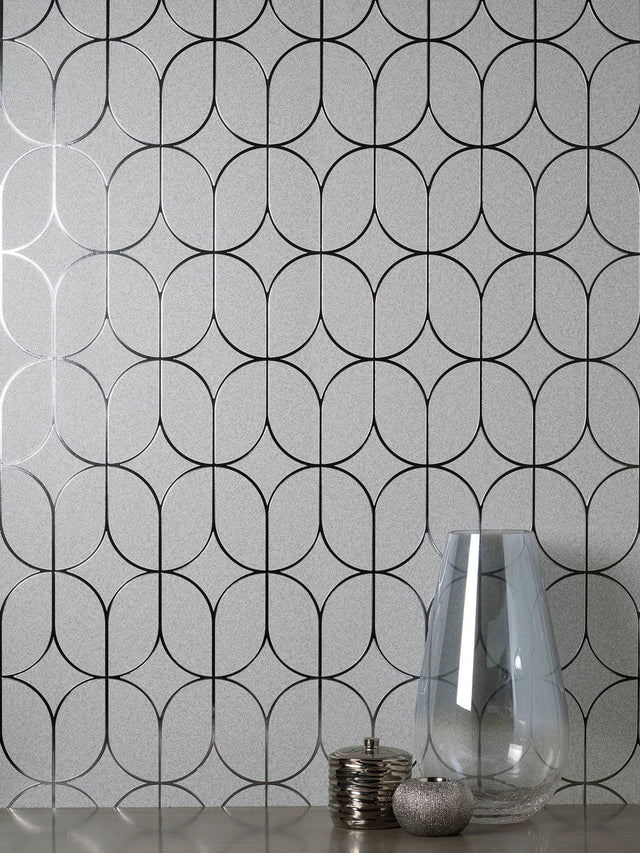 Raye Silver Rosco Trellis Wallpaper