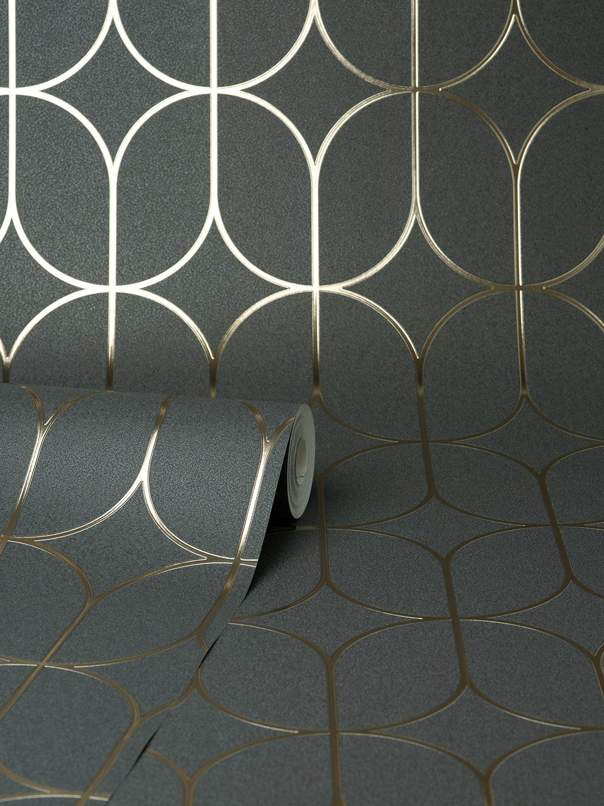 Raye Charcoal Rosco Trellis Wallpaper
