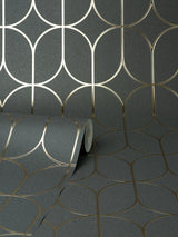 Raye Charcoal Rosco Trellis Wallpaper