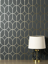 Raye Charcoal Rosco Trellis Wallpaper