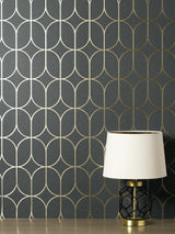Raye Charcoal Rosco Trellis Wallpaper SAMPLE