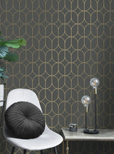 Raye Charcoal Rosco Trellis Wallpaper SAMPLE