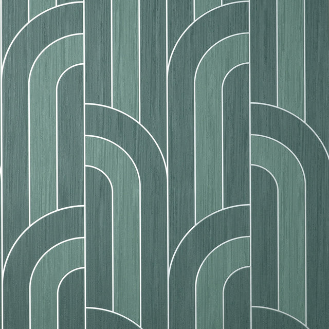 Ezra Teal Arch Wallpaper with Modern Geometric Pattern - Fine Decor FD42842