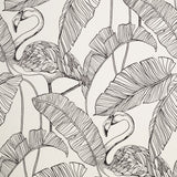 Mulholland White Flamingo Wallpaper with Tropical Leaf Line Art - Fine Decor FD42944