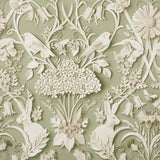 Fae Sage Woodland Wallpaper with Whimsical Paper-Cut Animal and Floral Motif - Fine Decor FD42951