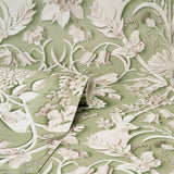 Fae Sage Woodland Wallpaper with Whimsical Paper-Cut Animal and Floral Motif - Fine Decor FD42951